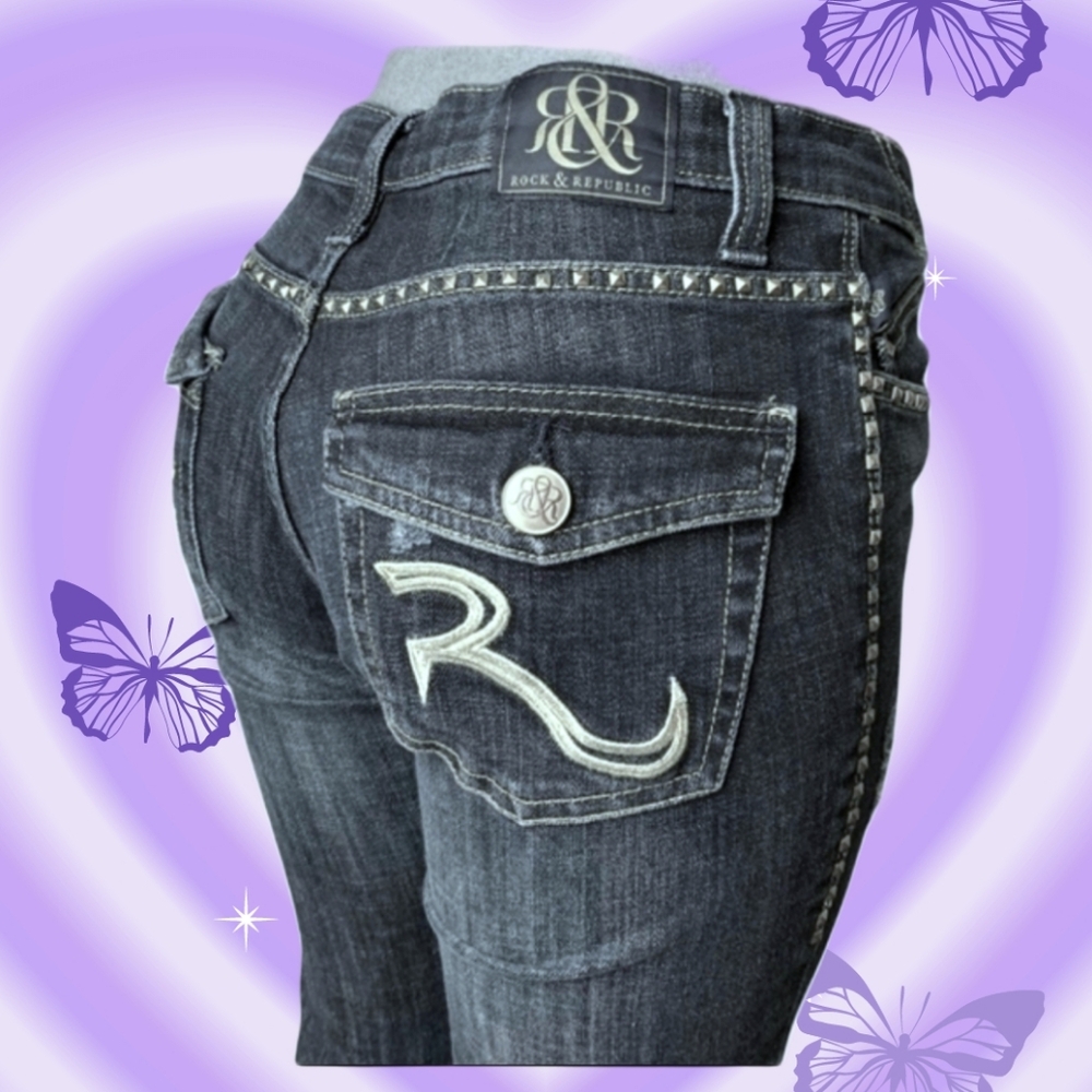 VINTAGE y2k ROCK & REPUBLIC Kasandra studded dark wash jeans